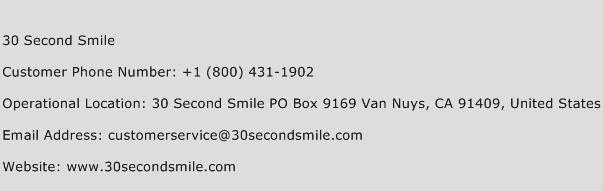 30 Second Smile Phone Number Customer Service