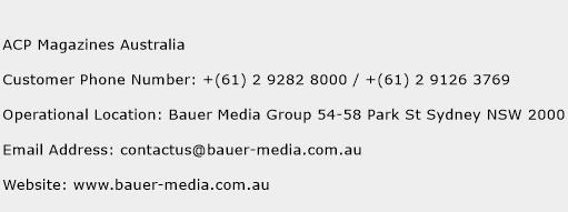 ACP Magazines Australia Phone Number Customer Service