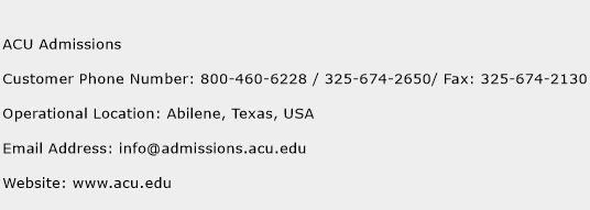 ACU Admissions Phone Number Customer Service