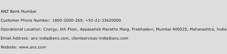 ANZ Bank Mumbai Phone Number Customer Service