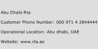 Abu Dhabi Rta Phone Number Customer Service