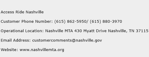 Access Ride Nashville Phone Number Customer Service