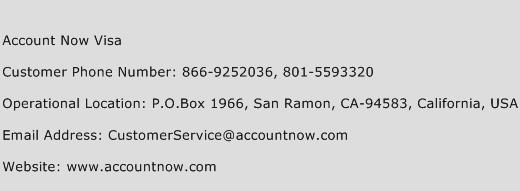 Account Now Visa Phone Number Customer Service