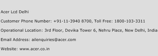 Acer Lcd Delhi Phone Number Customer Service