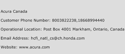 Acura Canada Phone Number Customer Service