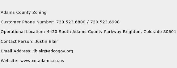 Adams County Zoning Phone Number Customer Service