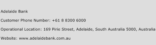 Adelaide Bank Phone Number Customer Service