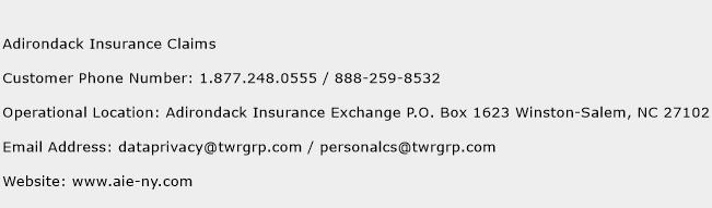 Adirondack Insurance Claims Phone Number Customer Service