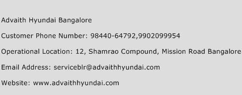 Advaith Hyundai Bangalore Phone Number Customer Service
