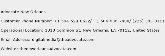 Advocate New Orleans Phone Number Customer Service