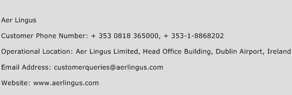 Aer Lingus Phone Number Customer Service