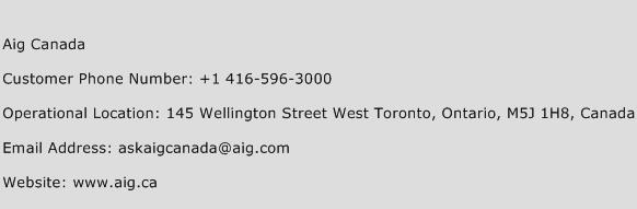 Aig Canada Phone Number Customer Service