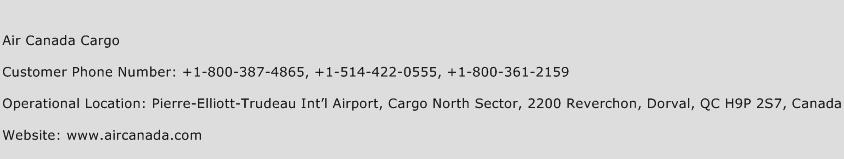 Air Canada Cargo Phone Number Customer Service
