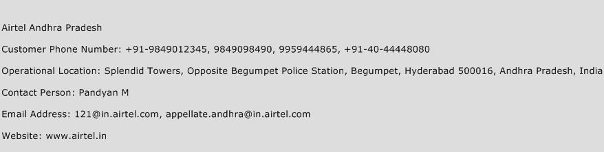 Airtel Andhra Pradesh Phone Number Customer Service