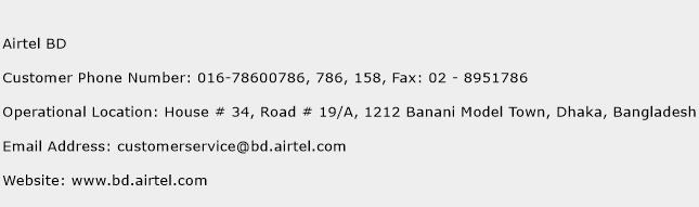 Airtel BD Phone Number Customer Service