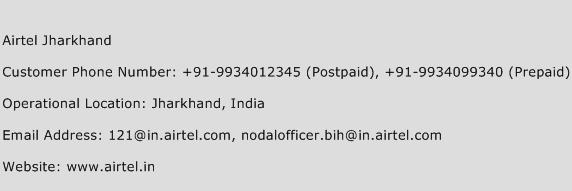 Airtel Jharkhand Phone Number Customer Service