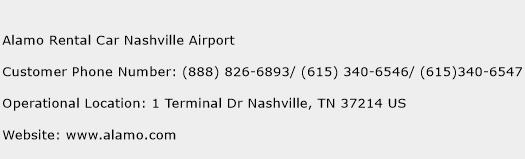 Alamo Rental Car Nashville Airport Phone Number Customer Service