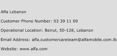 Alfa Lebanon Phone Number Customer Service