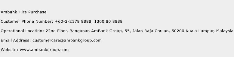Ambank Hire Purchase Phone Number Customer Service
