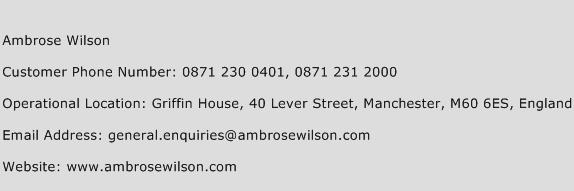 Ambrose Wilson Phone Number Customer Service