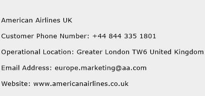 American Airlines UK Phone Number Customer Service