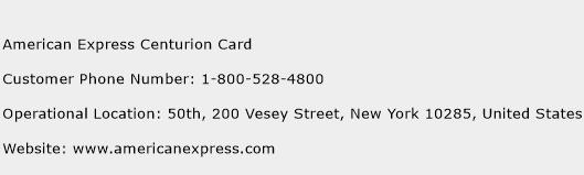 American Express Centurion Card Phone Number Customer Service