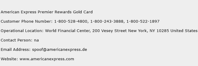 American Express Premier Rewards Gold Card Phone Number Customer Service