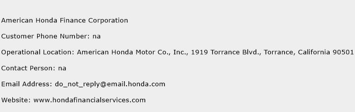 American Honda Finance Corporation Phone Number Customer Service