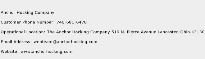 Anchor Hocking Company Phone Number Customer Service