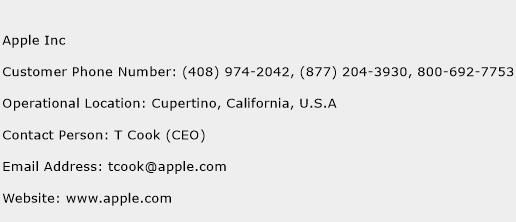 Apple Inc Phone Number Customer Service