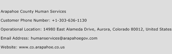 Arapahoe County Human Services Phone Number Customer Service