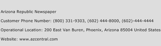 Arizona Republic Newspaper Phone Number Customer Service