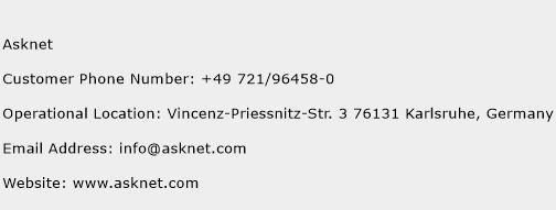 Asknet Phone Number Customer Service