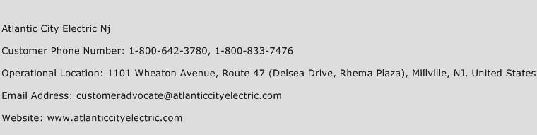 Atlantic City Electric Nj Phone Number Customer Service
