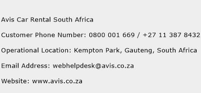Avis Car Rental South Africa Phone Number Customer Service