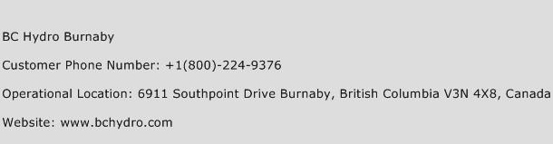 BC Hydro Burnaby Phone Number Customer Service