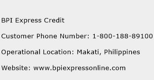 BPI Express Credit Phone Number Customer Service