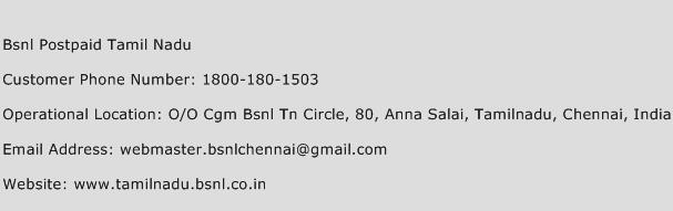 BSNL Postpaid Tamil Nadu Phone Number Customer Service