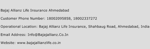 Bajaj Allianz Life Insurance Ahmedabad Phone Number Customer Service
