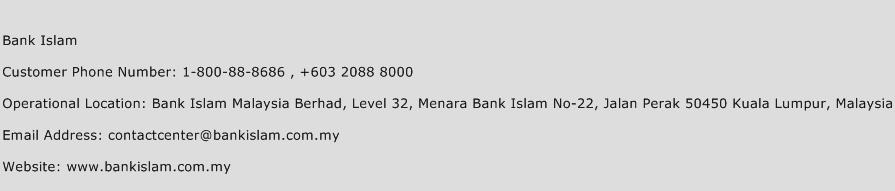 Bank Islam Phone Number Customer Service