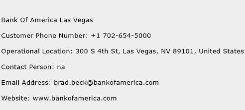 Bank Of America Las Vegas Phone Number Customer Service