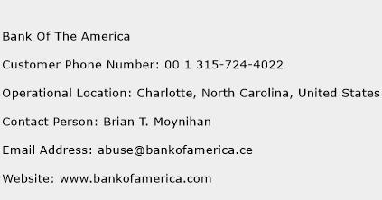 Bank Of The America Phone Number Customer Service