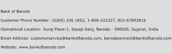 Bank of Baroda Phone Number Customer Service