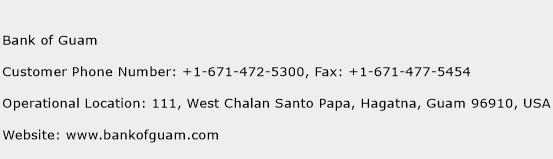 Bank of Guam Phone Number Customer Service