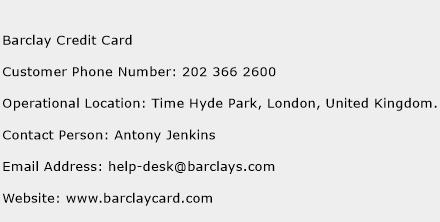 Barclay Credit Card Phone Number Customer Service