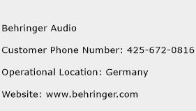 Behringer Audio Phone Number Customer Service