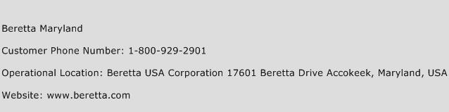 Beretta Maryland Phone Number Customer Service