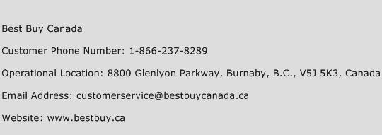 Best Buy Canada Phone Number Customer Service