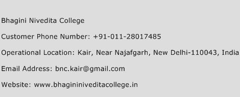 Bhagini Nivedita College Phone Number Customer Service