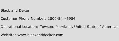 Black and Deker Phone Number Customer Service